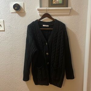 black cable knit sweater cardigan